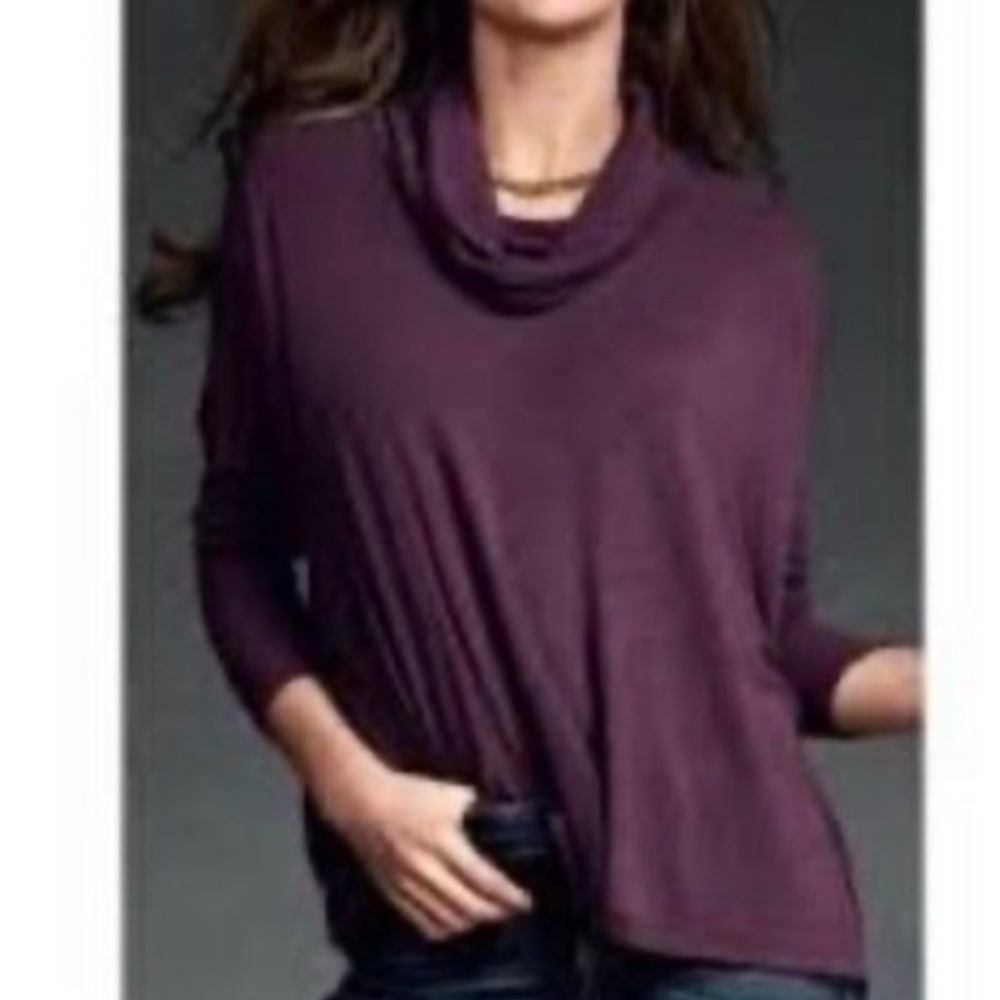 CAbi Oversized Maroon Purple Cowl Neck Sweater, small